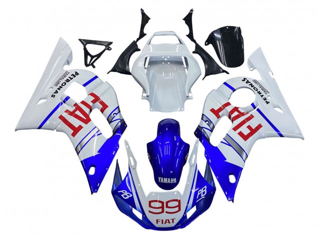 Carenado Moto Yamaha YZF 600 R6 1998-2002 - Blanco Azul Rojo Fiat 99