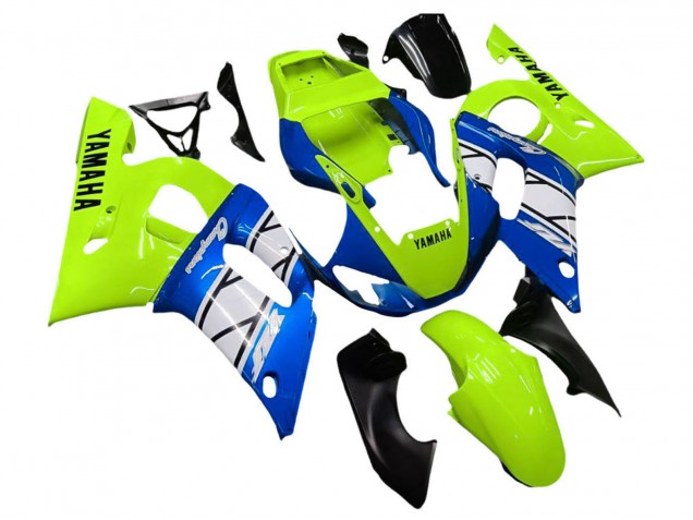 Carenado Moto Yamaha YZF 600 R6 1998-2002 - Neon Verde Azul Blanco Champions