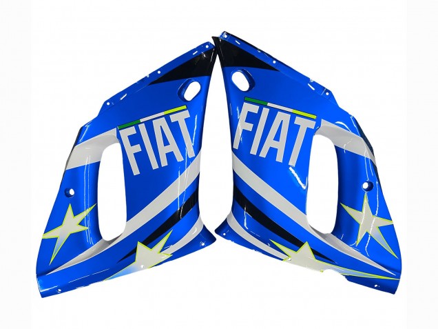 Carenado Moto Yamaha YZF 600 R6 1998-2002 - Blanco Azul Neon Amarillo Fiat Motul Michelin