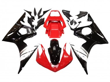 Carenado Moto Yamaha YZF R6 2003-2004 - Rojo Blanco Negro Brillante