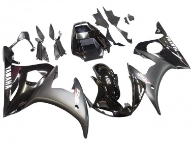 Carenado Moto Yamaha YZF R6 2003-2004 - Negro Brillante Negro Mate Blanco Calcomanías