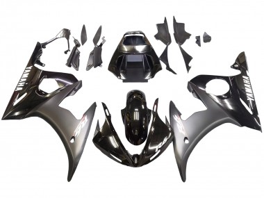 Carenado Moto Yamaha YZF R6 2003-2004 - Negro Brillante Negro Mate Blanco Calcomanías