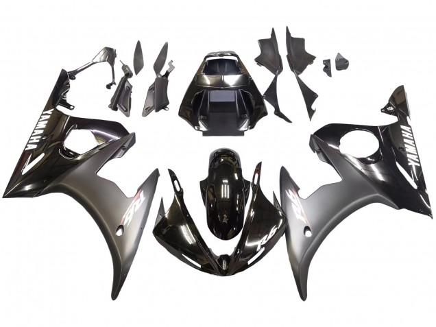 Carenado Moto Yamaha YZF R6 2003-2004 - Negro Brillante Negro Mate Blanco Calcomanías