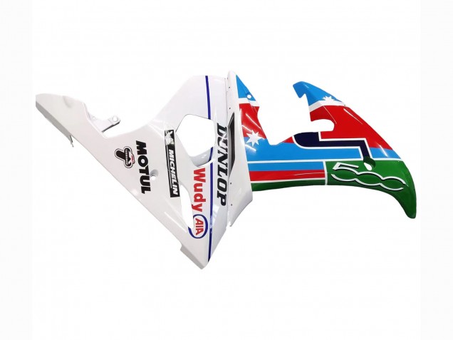 Carenado Moto Yamaha YZF R6S 2006-2009 - Blanco Azul Verde Rojo Kastinee Dunlop Motul