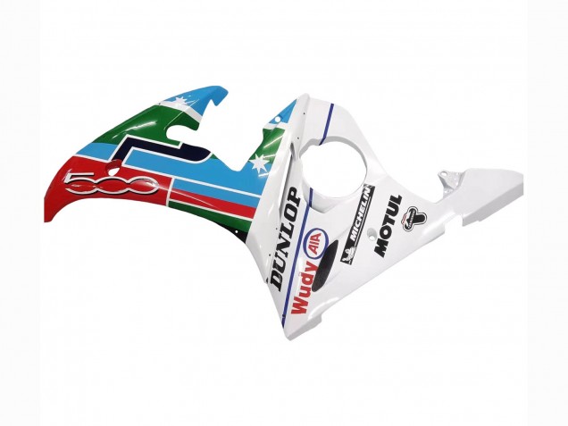 Carenado Moto Yamaha YZF R6S 2006-2009 - Blanco Azul Verde Rojo Kastinee Dunlop Motul