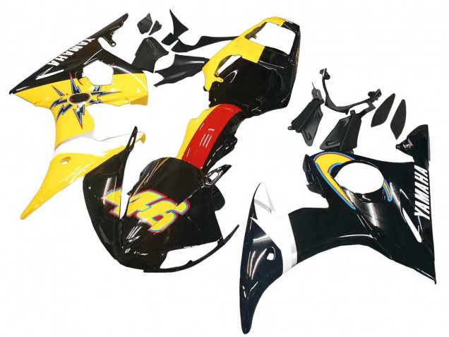 Carenado Moto Yamaha YZF R6 2003-2004 - Amarillo Rojo Negro Brillante 46