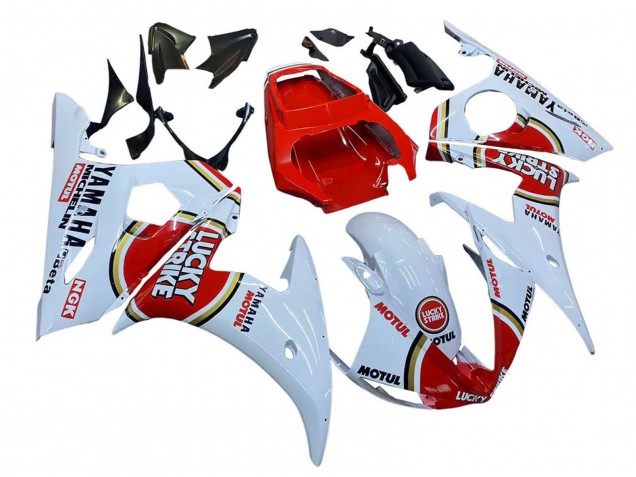 Carenado Moto Yamaha YZF R6S 2006-2009 - Blanco Rojo Lucky Strike Motul