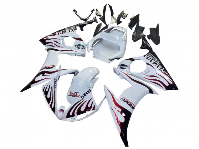 Carenado Moto Yamaha YZF R6S 2006-2009 - Blanco Dark Negro Llama