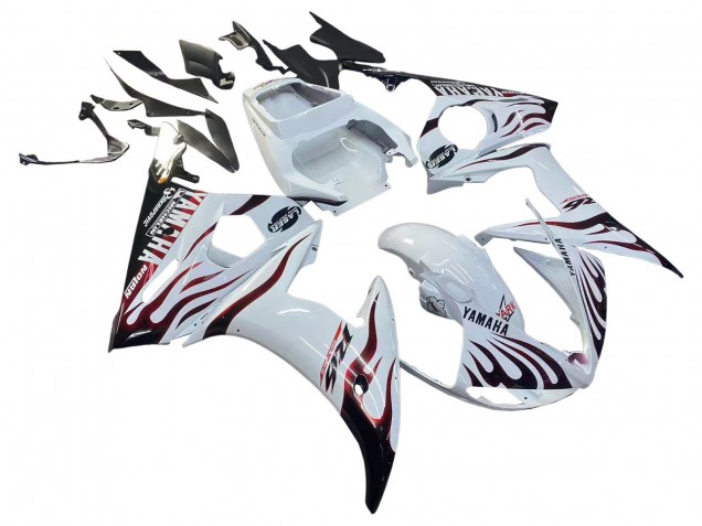 Carenado Moto Yamaha YZF R6S 2006-2009 - Blanco Dark Negro Llama