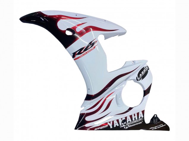 Carenado Moto Yamaha YZF R6S 2006-2009 - Blanco Dark Negro Llama