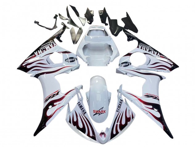 Carenado Moto Yamaha YZF R6S 2006-2009 - Blanco Dark Negro Llama