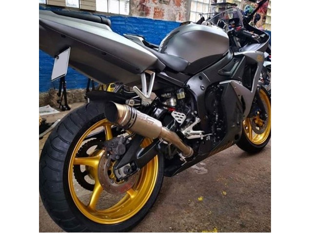 Carenado Moto Yamaha YZF R6 2003-2004 - Gris Mate Negro Mate Oro Calcomanías
