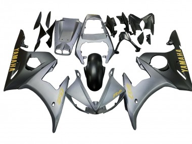 Carenado Moto Yamaha YZF R6 2003-2004 - Gris Mate Negro Mate Oro Calcomanías