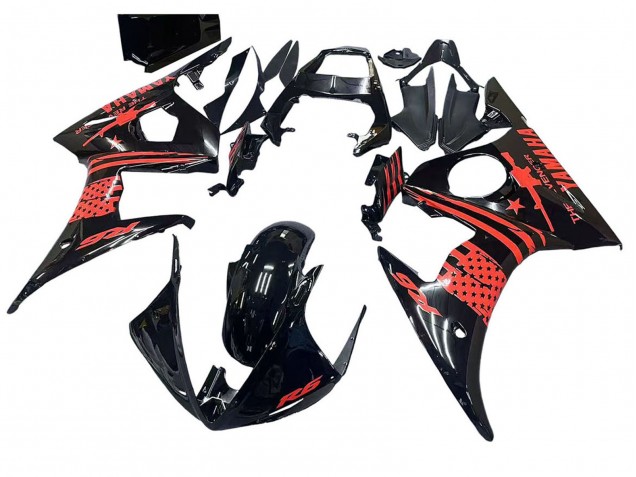 Carenados Moto Yamaha YZF R6 2003-2004 - Negro Brillante Rojo