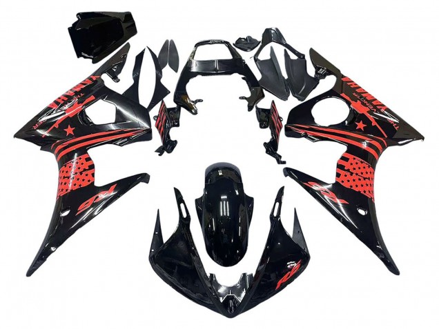 Carenados Moto Yamaha YZF R6 2003-2004 - Negro Brillante Rojo