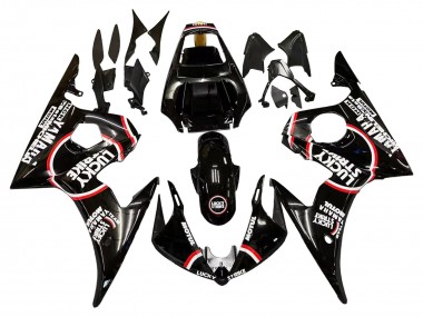 Carenado Moto Yamaha YZF R6 2003-2004 - Negro Brillante Rojo Blanco Lucky Strike Motul