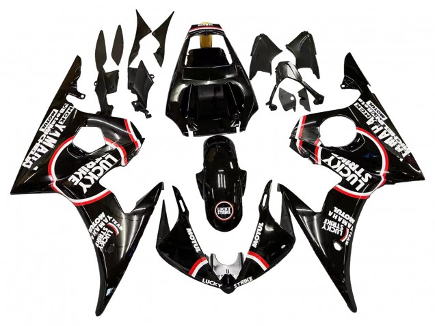 Carenado Moto Yamaha YZF R6S 2006-2009 - Negro Brillante Rojo Blanco Lucky Strike Motul
