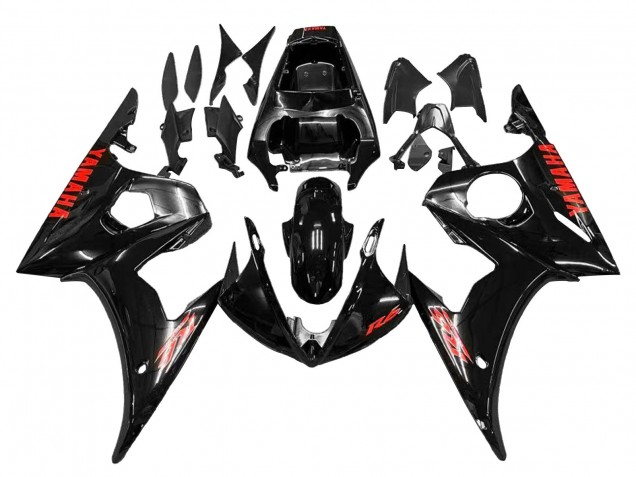 Carenado Moto Yamaha YZF R6 2003-2004 - Negro Brillante Rojo