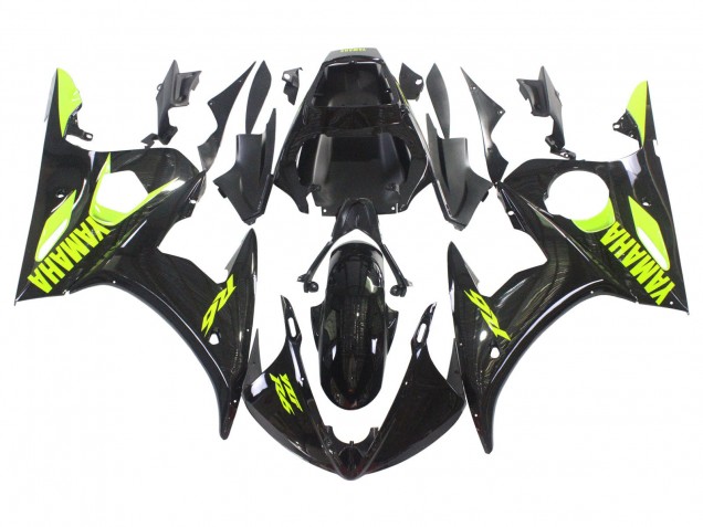 Carenado Moto Yamaha YZF R6 2003-2004 - Negro Brillante Neon Amarillo