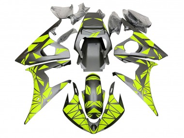 Carenado Moto Yamaha YZF R6 2003-2004 - Neon Verde Negro Mate Geométrico