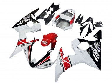 Carenado Moto Yamaha YZF R6 2003-2004 - Blanco Rojo Negro Brillante Motul