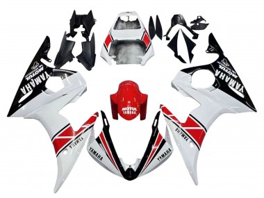 Carenado Moto Yamaha YZF R6 2003-2004 - Blanco Rojo Negro Brillante Motul