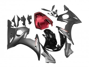Carenado Moto Yamaha YZF R6 2003-2004 - Rojo Negro Brillante Negro Mate