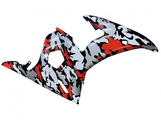 Carenado Moto Yamaha YZF R6 2003-2004 - Negro Rojo Gris Camouflage