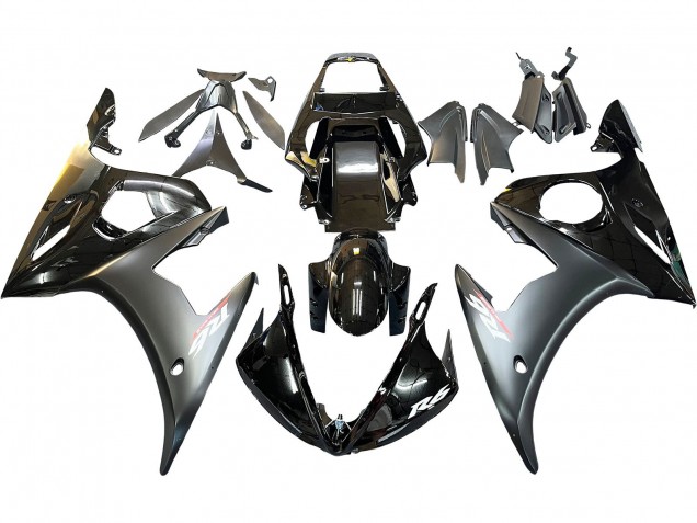 Carenado Moto Yamaha YZF R6 2003-2004 - Negro Brillante Negro Mate Oro Camaleón