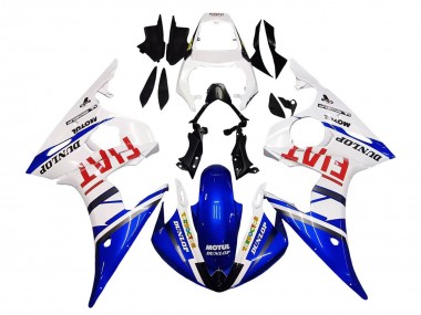 Carenado Moto Yamaha YZF 600 R6 2005 - Blanco Azul Dunlop Fiat Motul