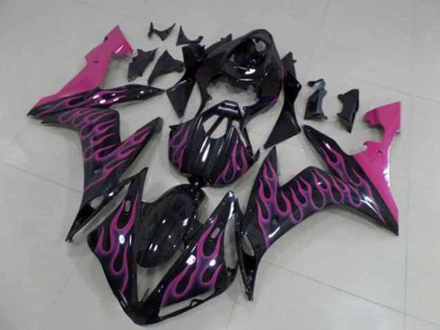 Carenado Moto Yamaha YZF R1 2004-2006 - Negro Brillante Rosa Llama
