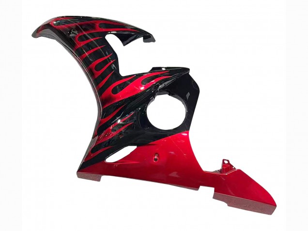 Carenado Moto Yamaha YZF 600 R6 2005 - Negro Rojo Llama