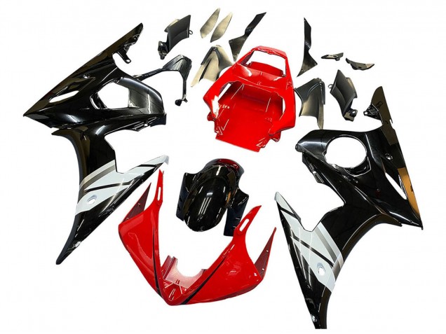 Carenado Moto Yamaha YZF 600 R6 2005 - Rojo Blanco Negro Brillante