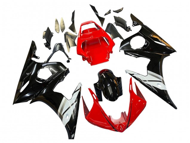 Carenado Moto Yamaha YZF 600 R6 2005 - Rojo Blanco Negro Brillante