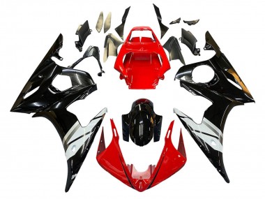 Carenado Moto Yamaha YZF 600 R6 2005 - Rojo Blanco Negro Brillante