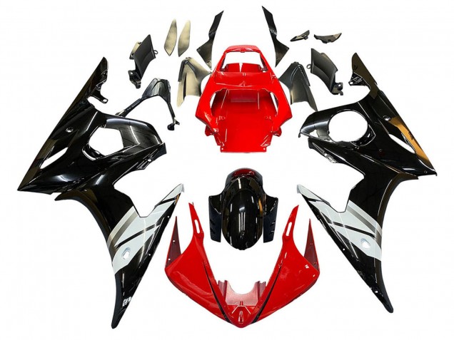 Carenado Moto Yamaha YZF 600 R6 2005 - Rojo Blanco Negro Brillante