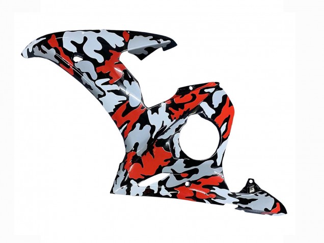 Carenado Moto Yamaha YZF 600 R6 2005 - Negro Rojo Gris Camouflage