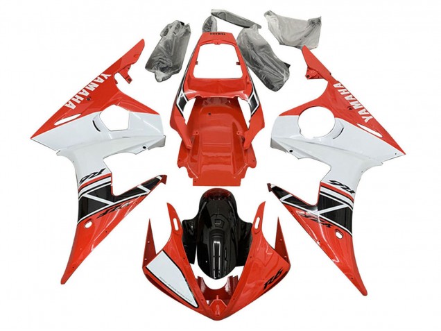 Carenado Moto Yamaha YZF 600 R6 2005 - Blanco Rojo Negro Brillante
