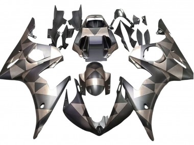 Carenado Moto Yamaha YZF 600 R6 2005 - Negro Mate Gris Geométrico