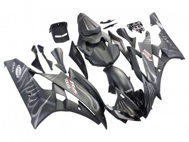 Carenado Moto Yamaha YZF 600 R6 2006-2007 - Negro Mate Plata Llama