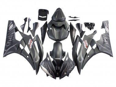 Carenado Moto Yamaha YZF 600 R6 2006-2007 - Negro Mate Plata Llama
