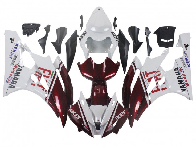 Carenado Moto Yamaha YZF 600 R6 2006-2007 - Blanco Rojo Granate Fiat Acer Yamalube