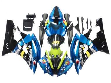Carenado Moto Yamaha YZF 600 R6 2006-2007 - Azul Neon Verde Negro Tiburón