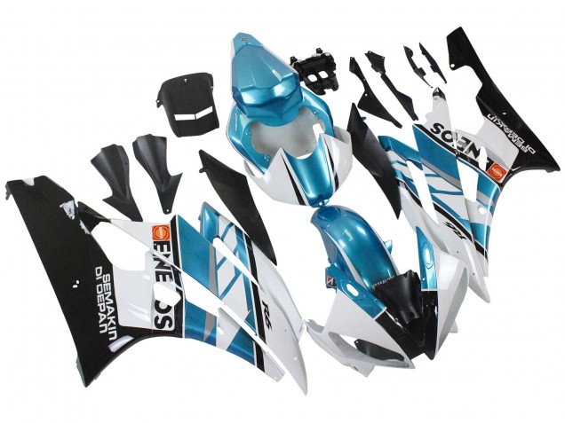 Carenado Moto Yamaha YZF 600 R6 2006-2007 - Blanco Azul Negro Semakin Didepan ENEOS