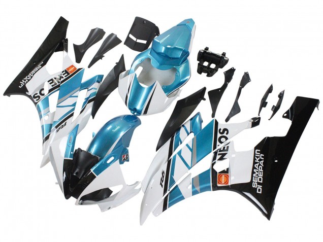 Carenado Moto Yamaha YZF 600 R6 2006-2007 - Blanco Azul Negro Semakin Didepan ENEOS