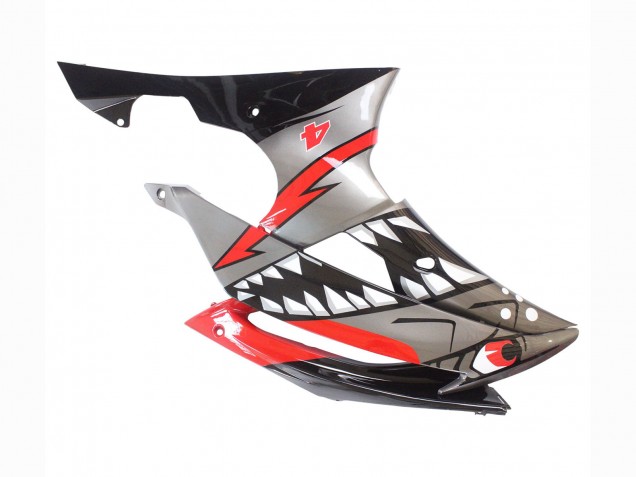 Carenado Moto Yamaha YZF 600 R6 2008-2016 - Plata Negro Rojo Tiburón 4