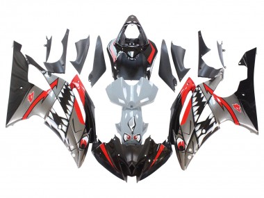 Carenado Moto Yamaha YZF 600 R6 2008-2016 - Plata Negro Rojo Tiburón 4