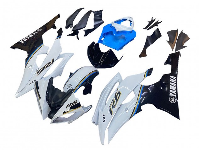 Carenados Moto Yamaha YZF 600 R6 2008-2016 - Blanco Azul Negro Brillante