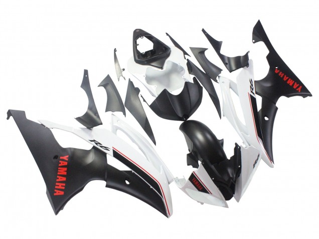 Carenado Moto Yamaha YZF 600 R6 2008-2016 - Blanco Negro Mate Rojo Calcomanías