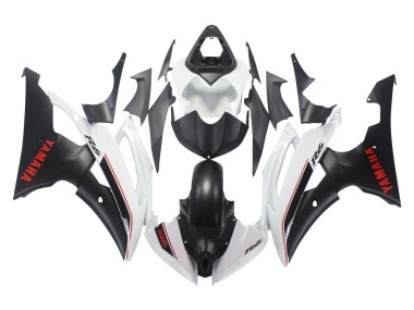Carenado Moto Yamaha YZF 600 R6 2008-2016 - Blanco Negro Mate Rojo Calcomanías